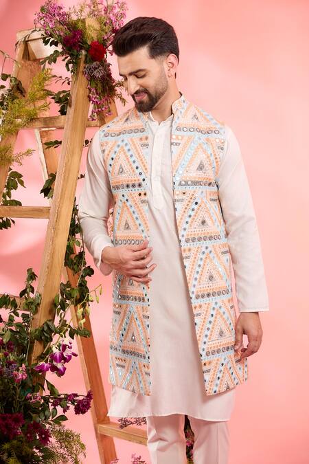 Kasbah_Multi Color Georgette Sequins, Embroidery Patterned Designer Kurta _Online_at_Aza_Fashions