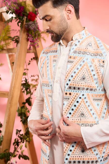 Buy_Kasbah_Multi Color Georgette Sequins, Embroidery Patterned Designer Kurta _Online_at_Aza_Fashions