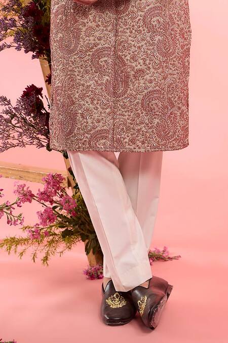 Kasbah_Gray Silk Embroidery Kurta _Online_at_Aza_Fashions