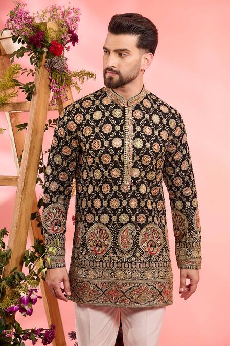 Buy Kasbah Black Georgette Zari, Sequins Designer Kurta Online at Aza Fashions Buy_Kasbah_Black Georgette Zari, Sequins Designer Kurta _Online_at_Aza_Fashions