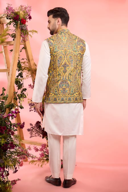 Kasbah Designer Yellow Paisley Nehru Jacket 