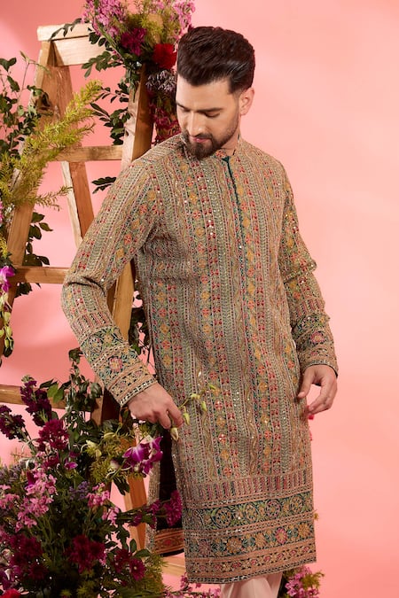 Kasbah Multi Color Georgette Sequins, Embroidery Designer Classic Kurta Online at Aza Fashions Kasbah_Multi Color Georgette Sequins, Embroidery Designer Classic Kurta _Online_at_Aza_Fashions