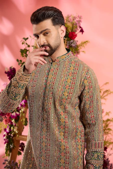 Buy Kasbah Multi Color Georgette Sequins, Embroidery Designer Classic Kurta Online at Aza Fashions Buy_Kasbah_Multi Color Georgette Sequins, Embroidery Designer Classic Kurta _Online_at_Aza_Fashions