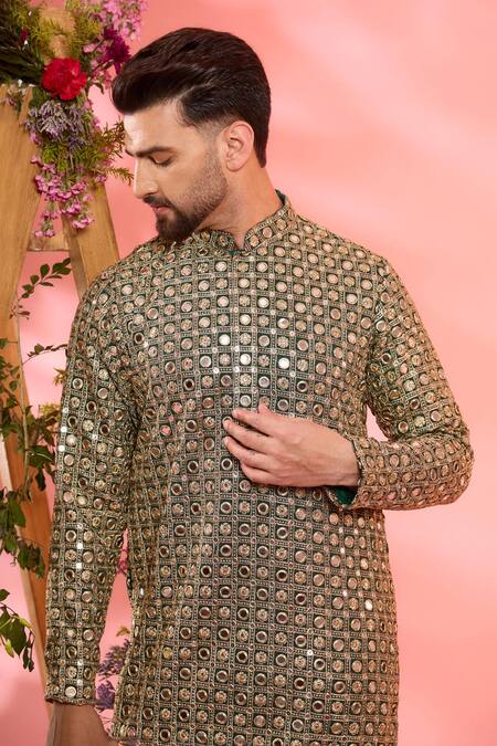 Buy Kasbah Green Georgette Embroidery Designer Kurta Online at Aza Fashions Buy_Kasbah_Green Georgette Embroidery Designer Kurta _Online_at_Aza_Fashions