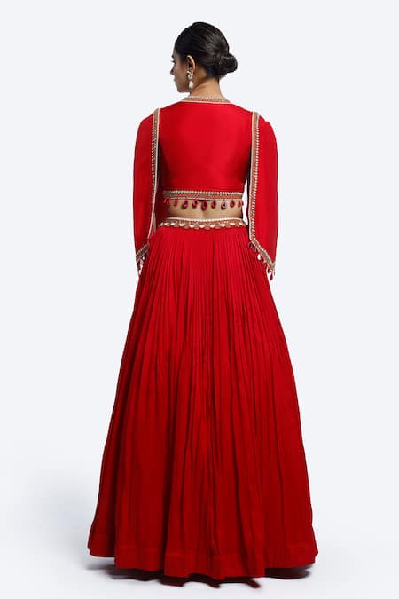 Onaya Red Thread Work Fusion Style Kurta Set 