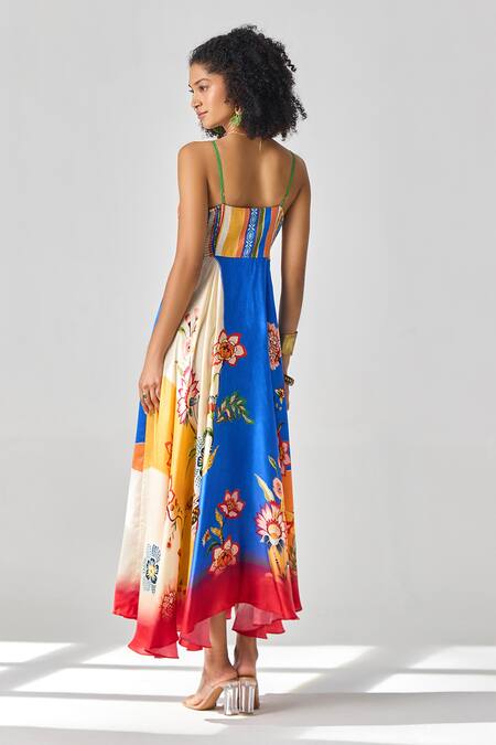 Verb By Pallavi Singhee Multi Color Satin Maxi Dress 