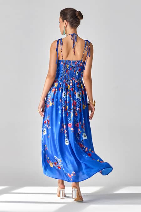 Verb By Pallavi Singhee Floral Satin Maxi Dress 