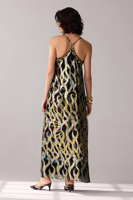 Verb By Pallavi Singhee Designer Maxi Dress With Lurex Embellishments 