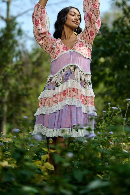 Verb By Pallavi Singhee Floral Print Layered Dress 