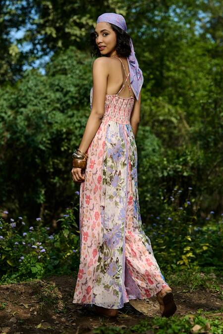 Buy Verb By Pallavi Singhee Multi Color Viscose, Georgette Halter Neck Floral Print Designer Jumpsuit Online at Aza Fashions Buy_Verb By Pallavi Singhee_Multi Color Viscose, Georgette Halter Neck Floral Print Designer Jumpsuit _Online_at_Aza_Fashions