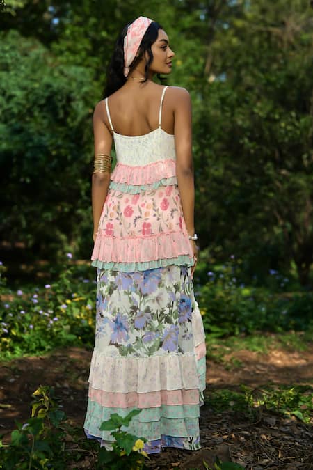 Verb By Pallavi Singhee Multi Color Tiered Maxi Dress 