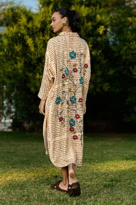 Verb By Pallavi Singhee Embroidered Text Print Shirt Dress 