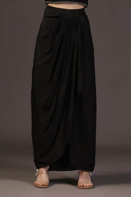 Buy_Two Sisters By Gyans_Black Georgette Round Neck Cape Set _Online_at_Aza_Fashions