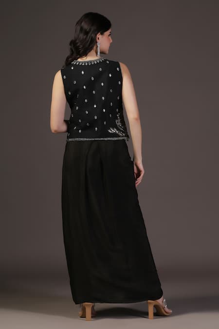 Two Sisters By Gyans Black Georgette Cape Set 