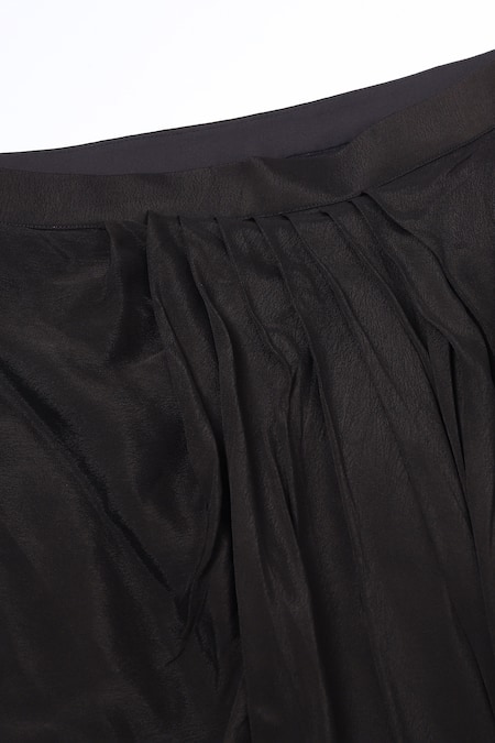 Shop_Two Sisters By Gyans_Black Georgette Round Neck Cape Set 