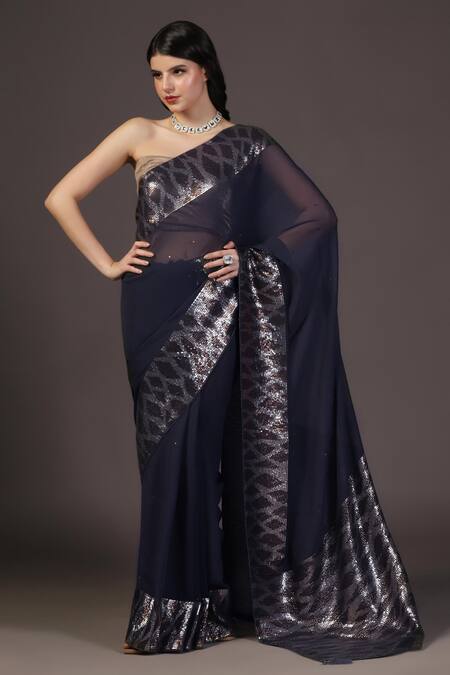 Buy Two Sisters By Gyans Black Georgette Sequins Designer Saree Online at Aza Fashions Buy_Two Sisters By Gyans_Black Georgette Sequins Designer Saree _Online_at_Aza_Fashions