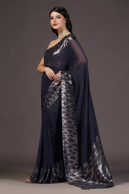 Shop Two Sisters By Gyans Black Georgette Sequins Designer Saree Online at Aza Fashions Shop_Two Sisters By Gyans_Black Georgette Sequins Designer Saree _Online_at_Aza_Fashions