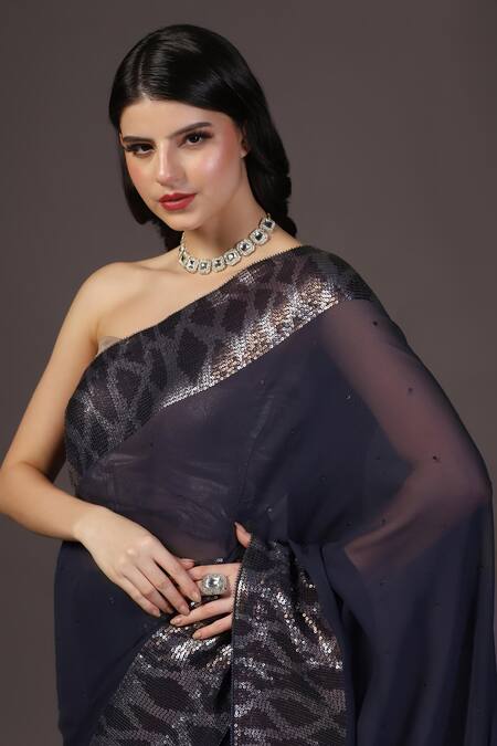 Buy Two Sisters By Gyans Black Georgette Sequins Designer Saree Buy_Two Sisters By Gyans_Black Georgette Sequins Designer Saree