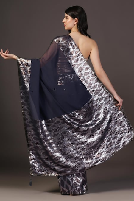 Shop Two Sisters By Gyans Black Georgette Sequins Designer Saree at Aza Fashions Shop_Two Sisters By Gyans_Black Georgette Sequins Designer Saree _at_Aza_Fashions