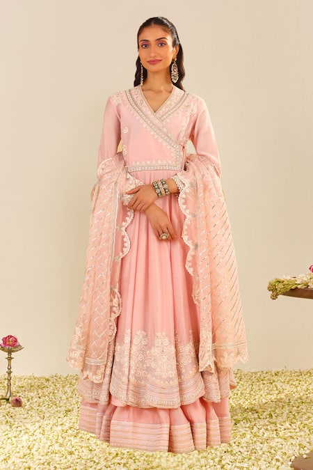 Sheetal Batra Blush , Chanderi, Organza Sequins, Embroidery Designer Anarkali Set 