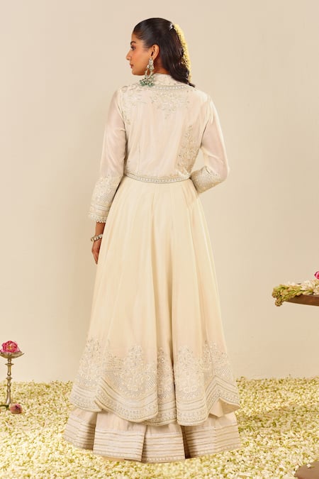 Sheetal Batra Daisy Ivory Silk Chanderi Anarkali Set 