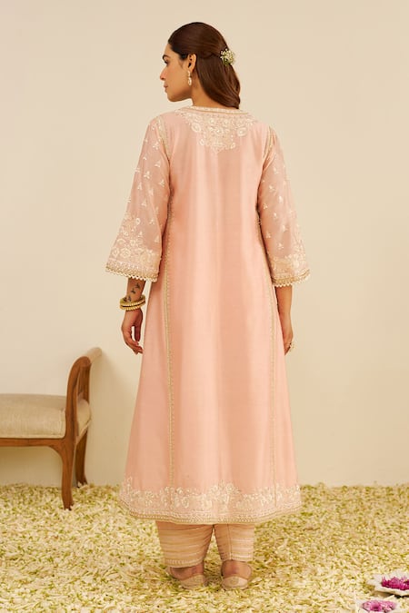 Sheetal Batra Embroidered Off Rose Kurta & Salwar Set 