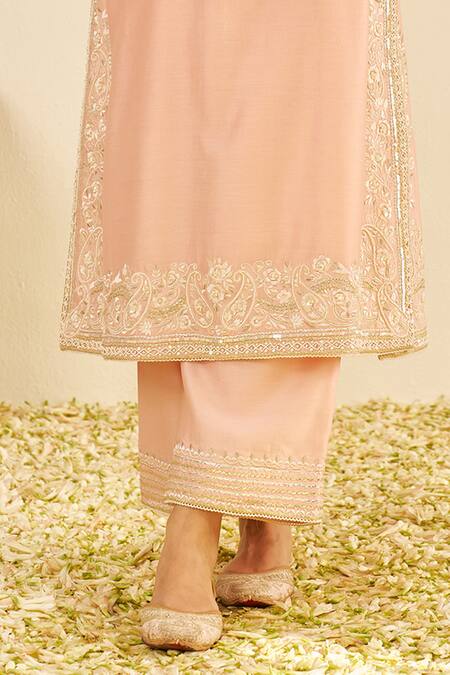 Buy Sheetal Batra Pink Silk, Chanderi Embroidery Round Neck Kurta Set Online at Aza Fashions Buy_Sheetal Batra_Pink Silk, Chanderi Embroidery Round Neck Kurta Set _Online_at_Aza_Fashions