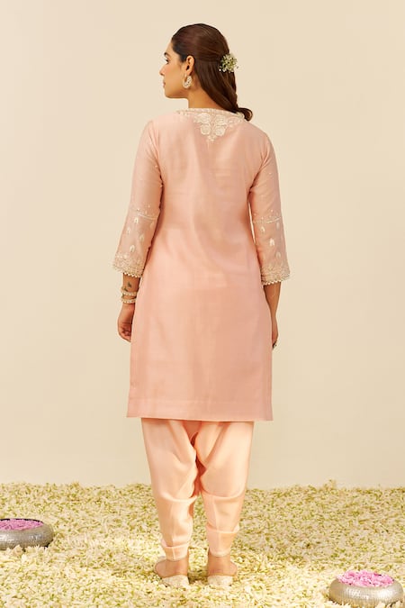 Sheetal Batra Embroidered Off Rose Kurta Set 