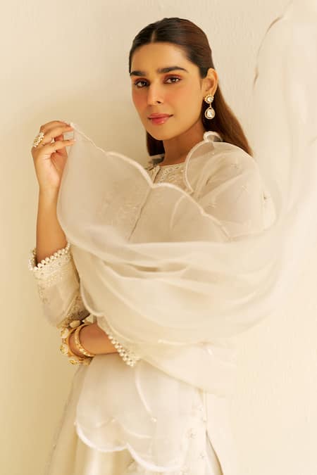 Sheetal Batra Daisy Ivory Chanderi Silk Kurta Set 