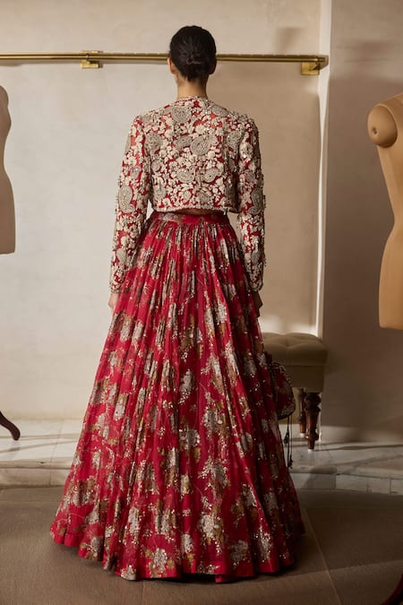 Bhumika Sharma Sylvia Print Bustier Lehenga Set With Jacket 