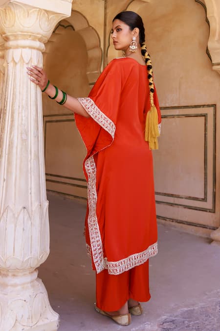 Bannhi By Priyanka Rathore Embroidered Kaftan & Palazzo Set 