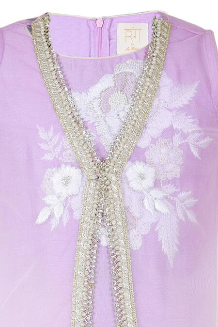 Buy_Rang By Les Petits_Purple Cotton, Net Sequins, Embroidery Kurta Lehenga Set