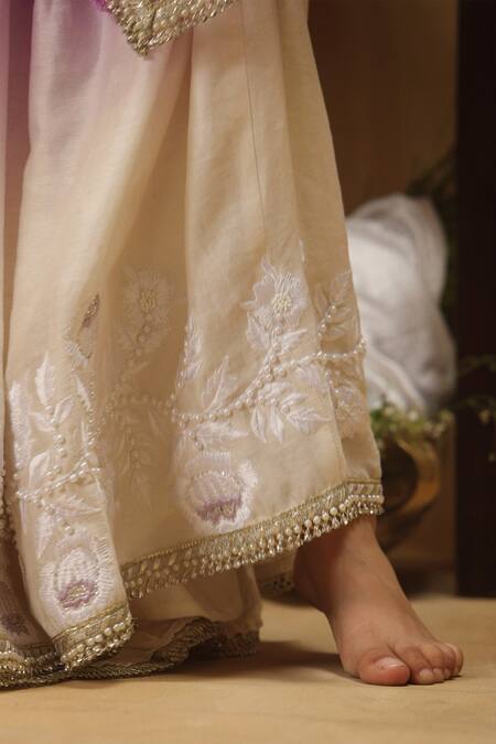 Shop_Rang By Les Petits_Purple Cotton, Net Sequins, Embroidery Kurta Lehenga Set