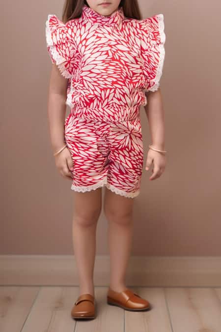 Petite Pomme Red Petals Co-ord Set 