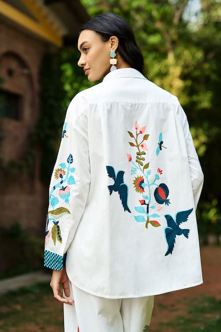 Verb By Pallavi Singhee Embroidered Ivory Shirt with Pant 
