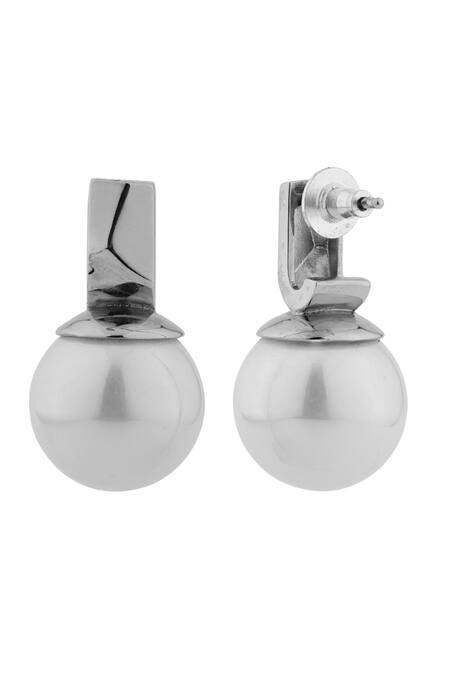 Anaash_White Princess Drops Chrome Earrings _Online_at_Aza_Fashions