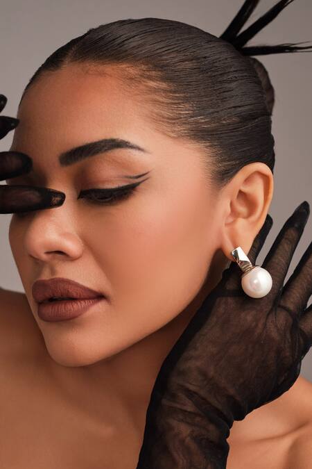 Shop_Anaash_White Princess Drops Chrome Earrings _Online_at_Aza_Fashions