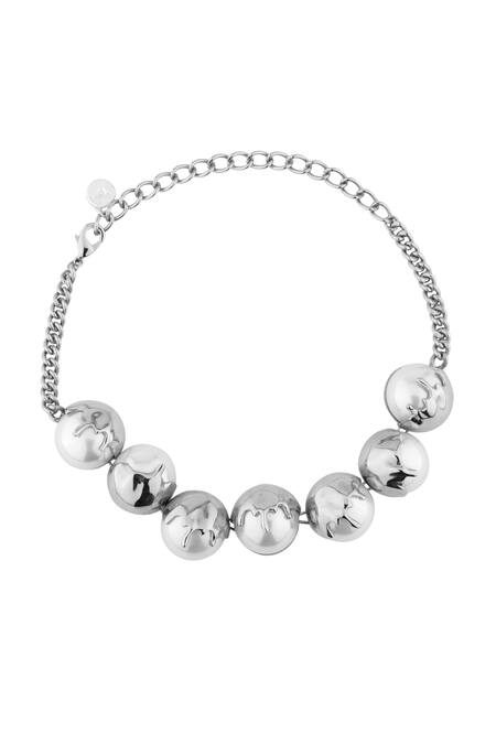 Shop_Anaash_Silver Plated Dune Choker - Chrome _at_Aza_Fashions