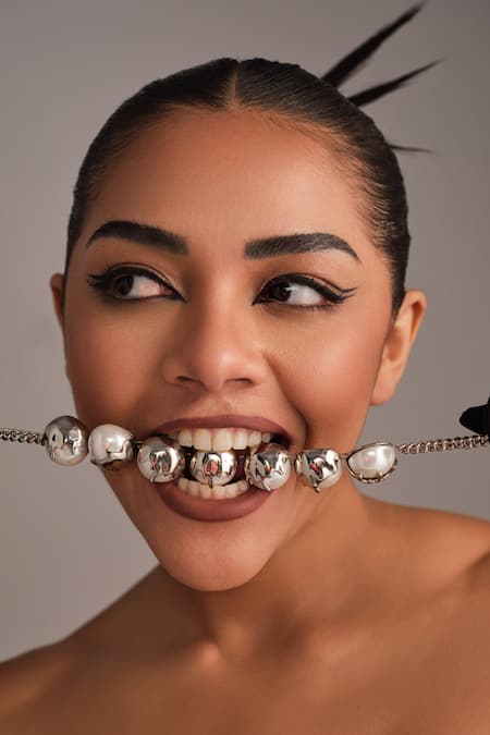 Anaash_Silver Plated Dune Choker - Chrome _Online_at_Aza_Fashions