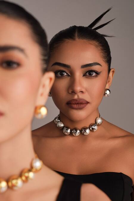 Shop_Anaash_Silver Plated Dune Choker - Chrome _Online_at_Aza_Fashions