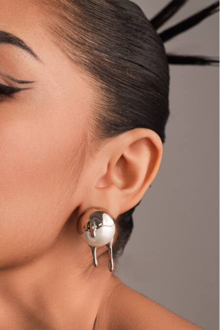 Anaash_White Designer Melting Studs _Online_at_Aza_Fashions