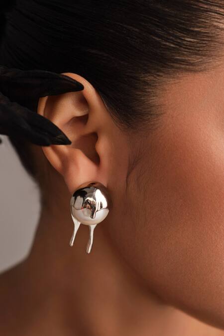 Buy_Anaash_White Designer Melting Studs _Online_at_Aza_Fashions