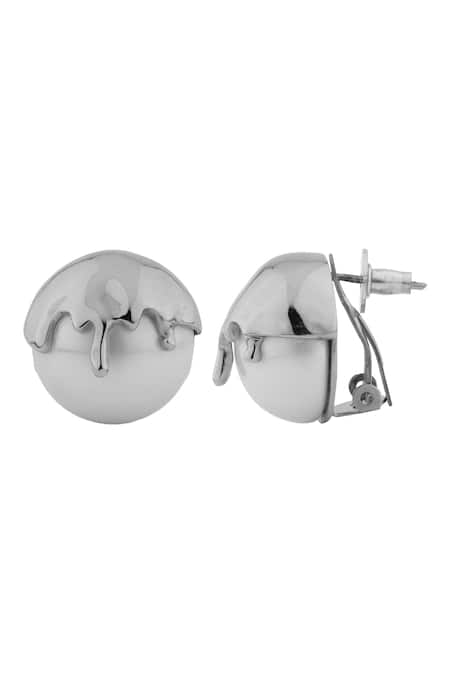 Shop_Anaash_White Dune Studs - Chrome Earrings _at_Aza_Fashions