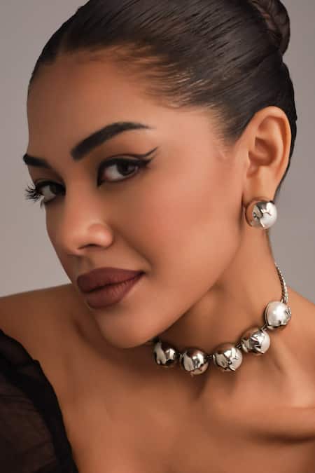 Buy_Anaash_White Dune Studs - Chrome Earrings _Online_at_Aza_Fashions