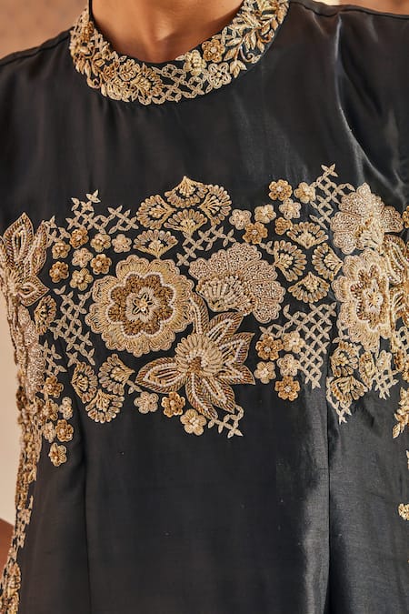 Buy Anu Pellakuru Black Silk Embroidery Round Neck Kurta Set Online at Aza Fashions Buy_Anu Pellakuru_Black Silk Embroidery Round Neck Kurta Set _Online_at_Aza_Fashions