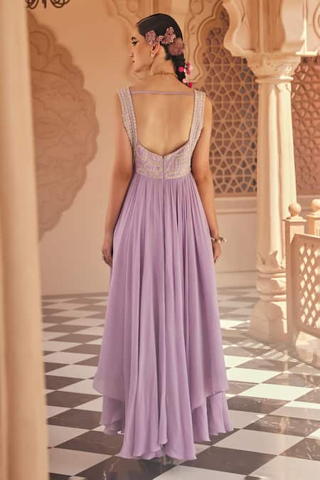 Anu Pellakuru Lavender Raw Silk Anarkali 