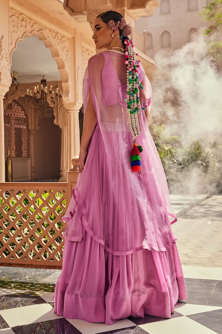 Anu Pellakuru Light Candy Pink Fusion Lehenga Set 