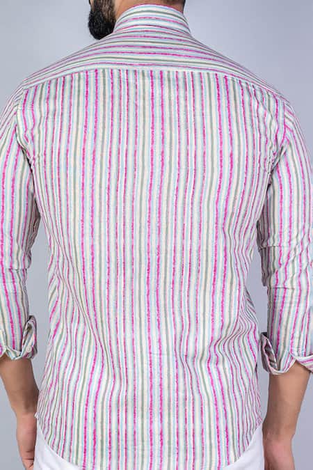 Aryavir Malhotra Multi-Color Stripe Print Shirt 