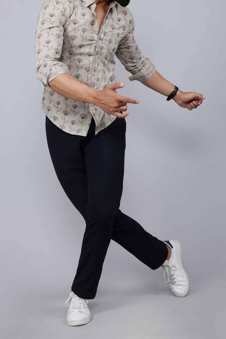 Aryavir Malhotra_Beige Cotton Blooming Print Casual Shirt _Online_at_Aza_Fashions