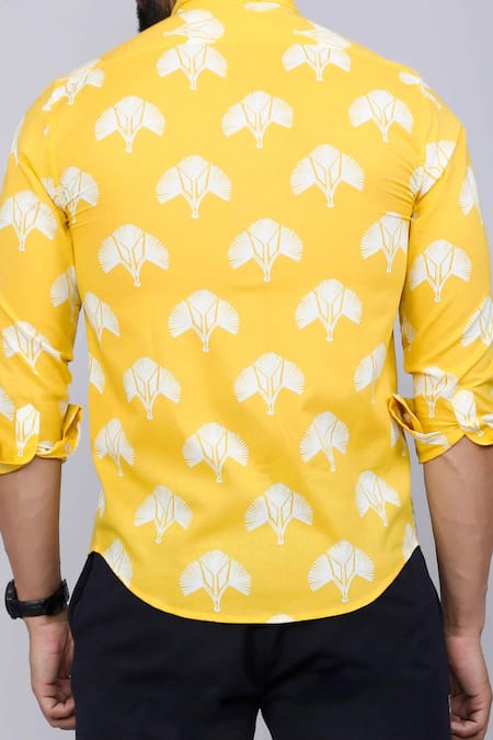 Aryavir Malhotra Geometric Flower Print Cotton Shirt 